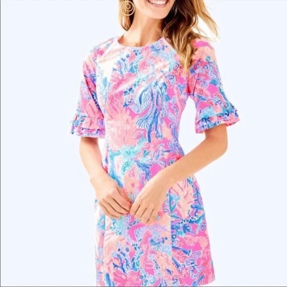 Lilly Pulitzer Fiesta Stretch Dress in Aquadesiac - Picture 6 of 14